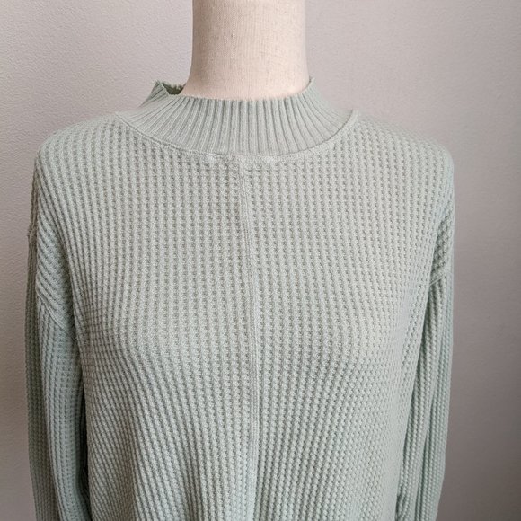 Anthropologie T.La Relaxed Mock Neck Waffle Top - Picture 3 of 8